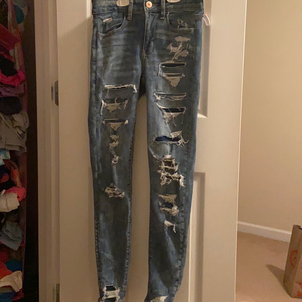 American Eagle Jeans: Hi-Rise Skinny Ripped Jeggings